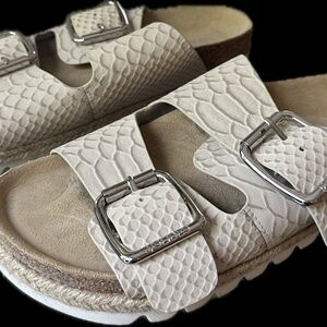 J Slides Leighton Snake Embossed Leather Slide Sandal NWOB